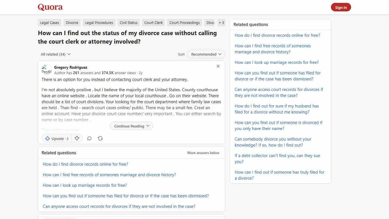 How to find out the status of my divorce case without calling the court clerk or attorney involved - Quora
